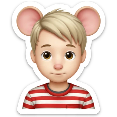 stripped shirt wearing Cute boy mice hair style. sticker