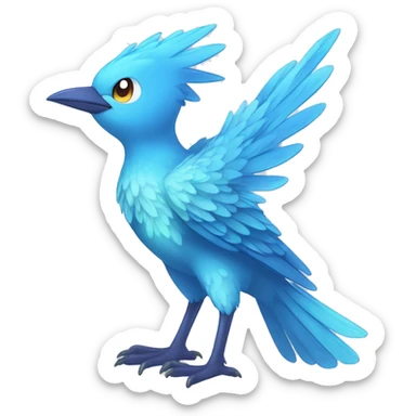 Wet Cool Cute Fantasy legendary blue bird water-type-Hydro-Phoenix-avian Fakemon full body sticker