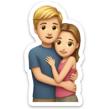 boy and girl cuddling sticker