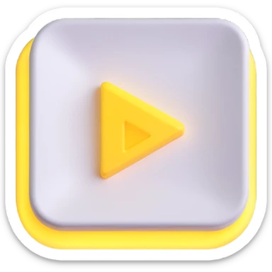 Graphic: 🎥 Play button icon (white) with yellow glow.
Animation: Play button pulses softly.
Background: Transparent.


 sticker