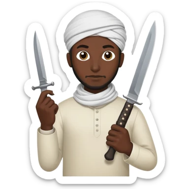 Muslim man with a knife amd bombs sticker