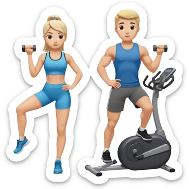 fitness girl and boy sticker