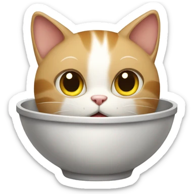 Cat with bowl sticker