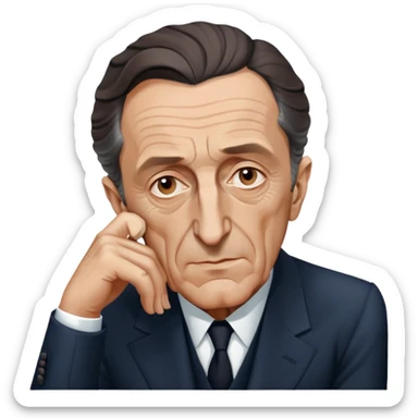 portrait of Maurice Merleau-Ponty, French philosopher, thoughtful expression, suit, no glasses sticker