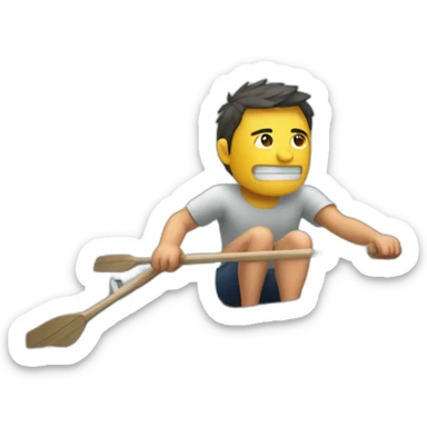sweating person rowing in a boat sticker
