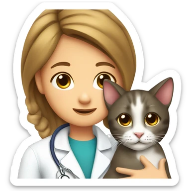cat cuddles veterinarian girl sticker