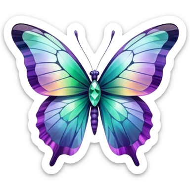 Iridescent Fluorite crystal gemstone butterfly  sticker