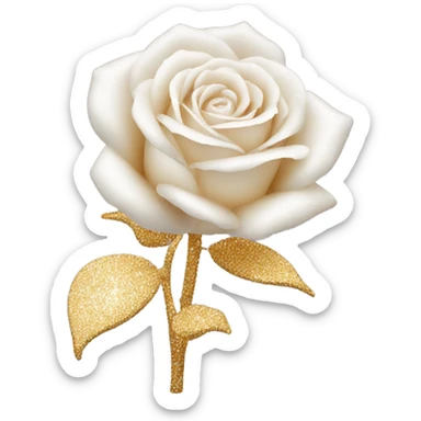 glitter rose white sticker