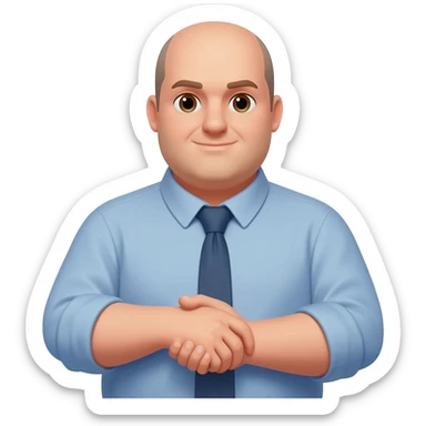 A little overweight Greek property management guy with partially bald the rest of it shaved grabbing your sticker