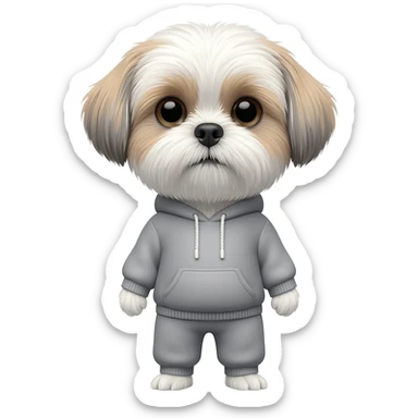 white shih tzu in hoody sticker