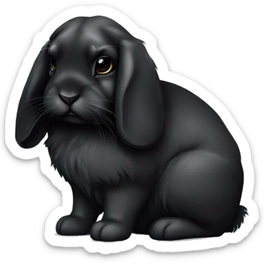 black holland lop bunny rabbit sad tired sticker
