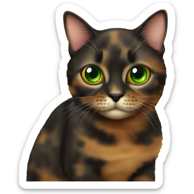 tortoiseshell cat with only one green eye sticker