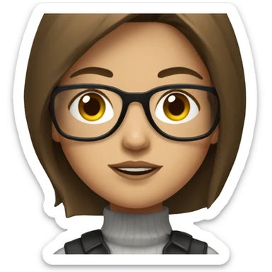 girl with brown hair and glasses, with gangster outfit sticker