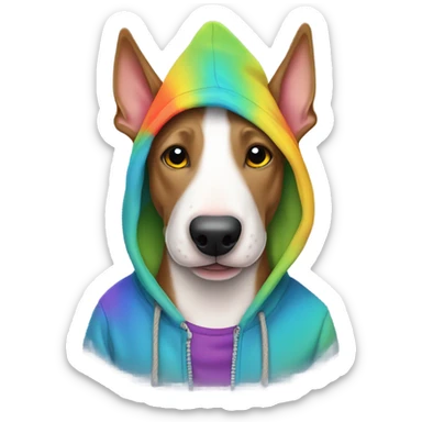 Bull terrier wearing hoodie sticker