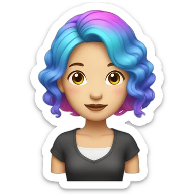 Chinese lady with rainbow hair sticker
