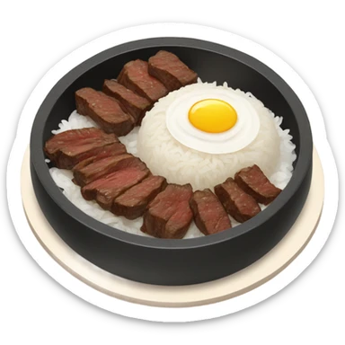 Bulgogi beef Korean dish with white rice and onion slices sticker