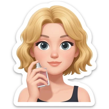 haz una chica rubia aplicandose perfume sticker