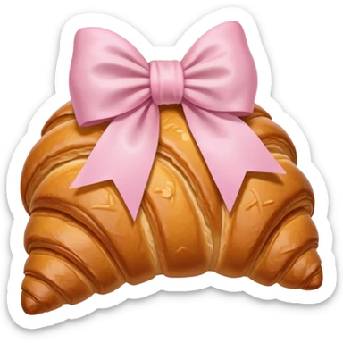 Croissant with light pink bow sticker