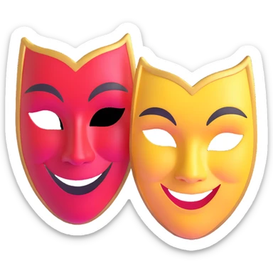 pair of theatre masks comedy and tragedy sticker