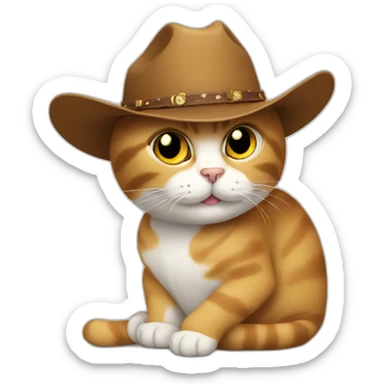 cat tipping a cowboy hat sticker
