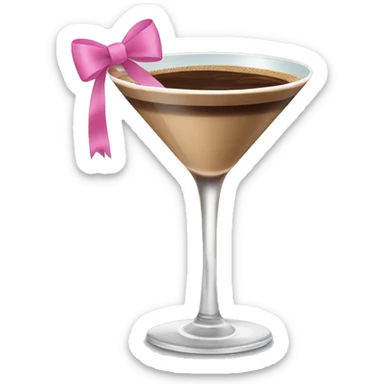 Espresso martini with a pink bow wrapped around the stem of the martini glass sticker