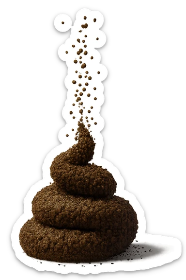 FECI DI ANIMALE A PALLINI CADONO DALL'ALTO, IPERREALISTICO 4K sticker