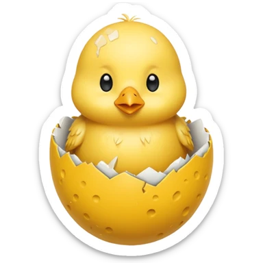 cartoon chick sitting inside a eggshell sticker