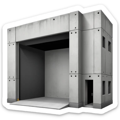 a 2d warehouse in black and white for a report sticker