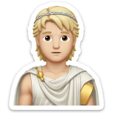 Adonis, Beauty God from Rome Mythology with long blonde hair, white outfit sticker