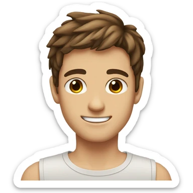 a teen guy face brown  hair brown eyes blinki eye  sticker