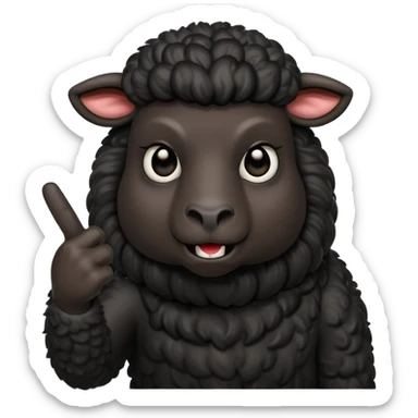 angery black sheep giving the middle finger sticker
