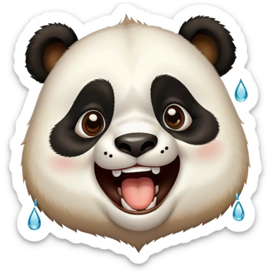 laughing panda with teardrops sticker