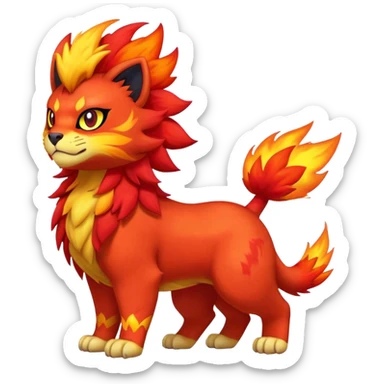 Pyroar-Litten-Fakémon-hybrid-creature (full body)  sticker