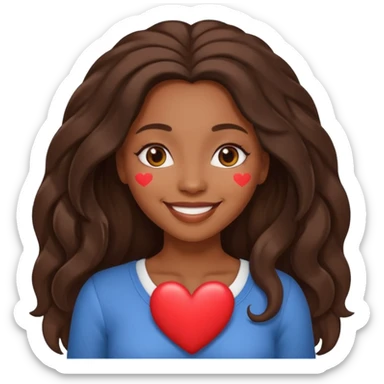 Cute African American woman with long hair,  heart eyes smiling sticker