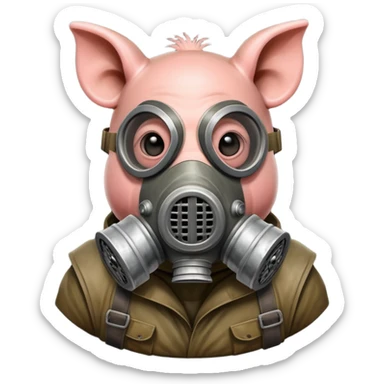 a pig in a Soviet gas mask sticker