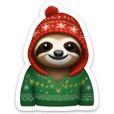 sloth with a christmas sweater sticker