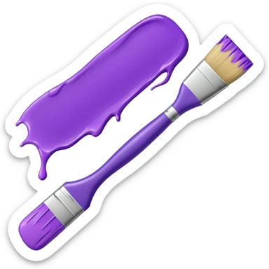Paint brush with purple paint in the end of the brush  sticker