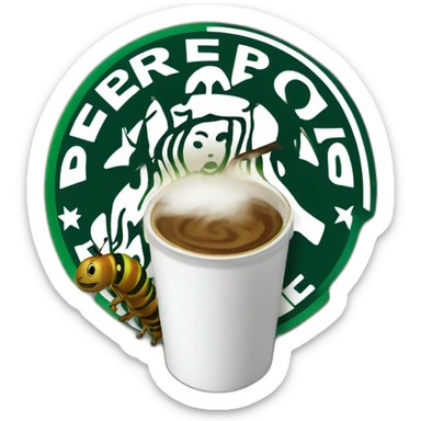 À simply starbuck coffe with caterpillar and not other elemebts  sticker