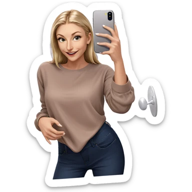 blonde girl smiling in mirror sticker