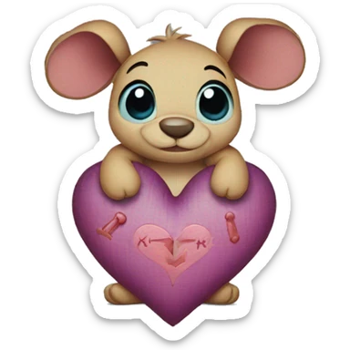 Stitch holding a heart with KARI written on the heart sticker
