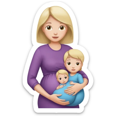 pregnant girl holding three children sticker