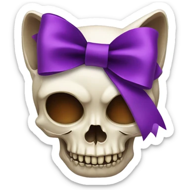 Cat Skull with purple bow sticker