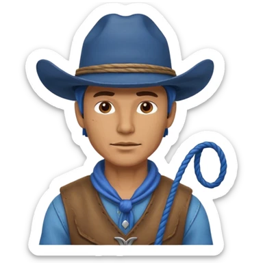 Cowboy with blue hat and lasso sticker
