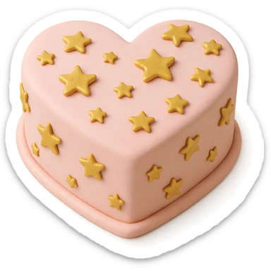 heart-shaped fondant cake with edible gold stars sticker