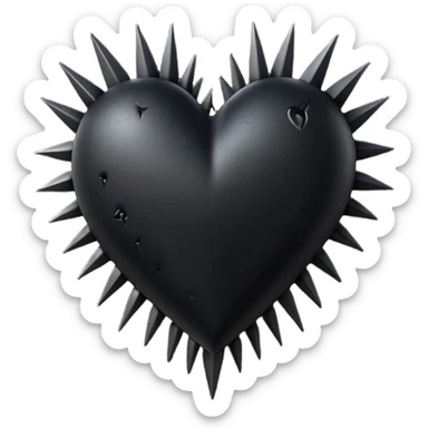 gothic black heart with organic black spikes sticker
