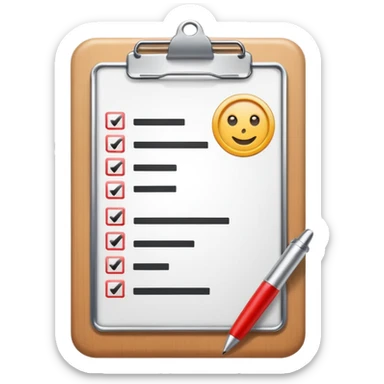 clipboard with checklist and play symbol sticker