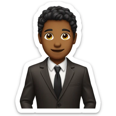 brown boy in a suit with his hand out sticker