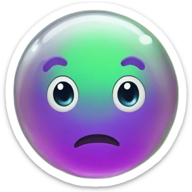 emoticon in the form of a green soap bubble is surprised sticker