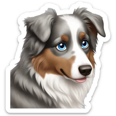 Australian shepherd with a blue eye and brown eye. With gray, black and white hair sticker
