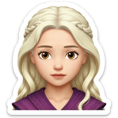 Daenerys Targaryen from Games of throne character face only younger sticker